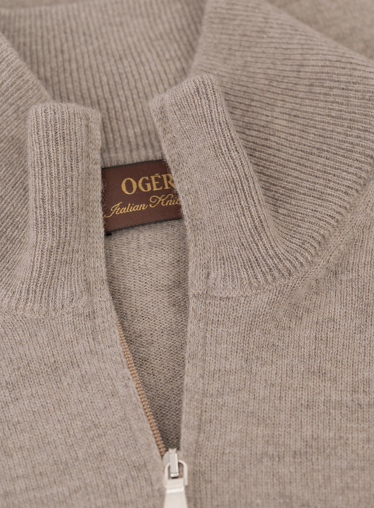 Half-zip trui in wol cashmere