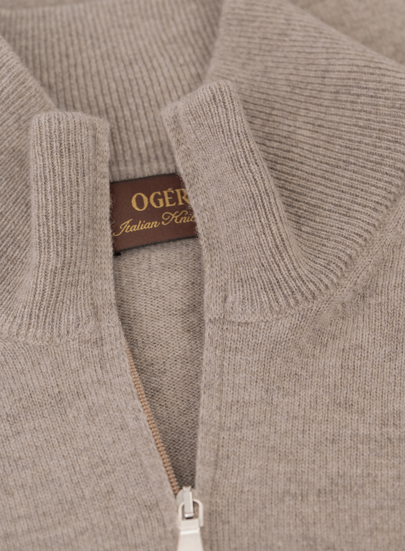 Half-zip trui in wol cashmere | FULL_WIDTH | Beige