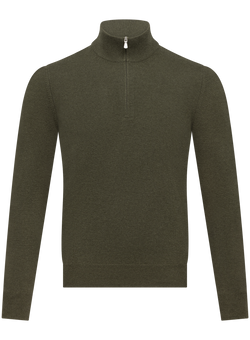 Half-zip trui in wol cashmere | Groen