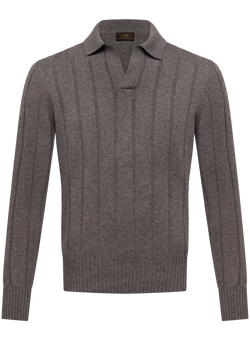 Polo uomo in lana e cashmere | TAUPE BRUIN