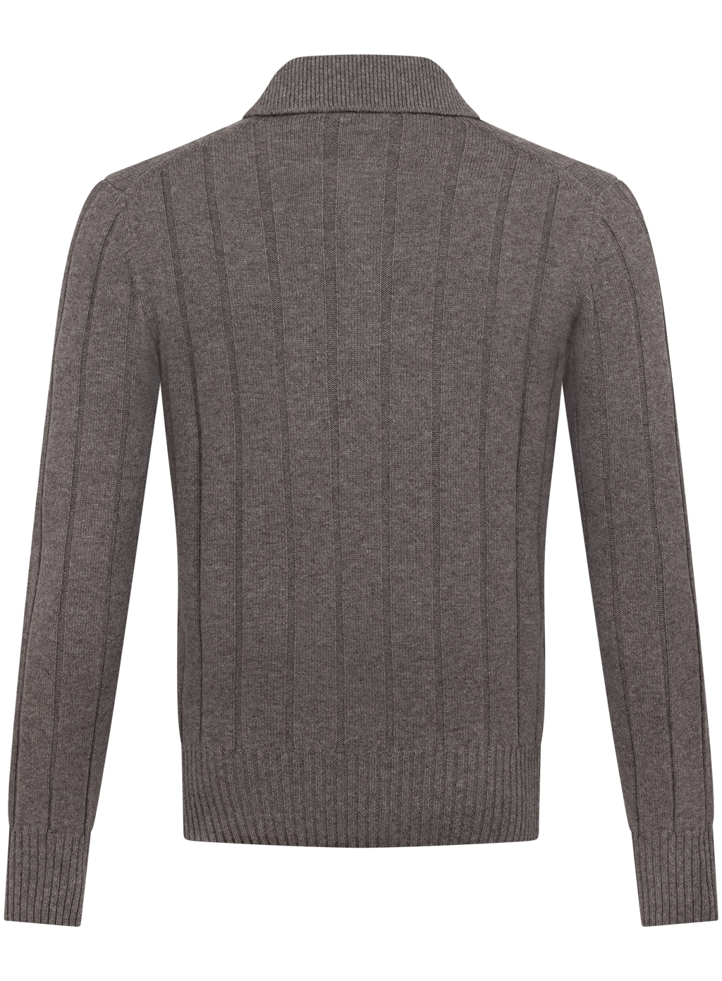 Buttonless polo van scheerwol en cashmere | TAUPE BRUIN