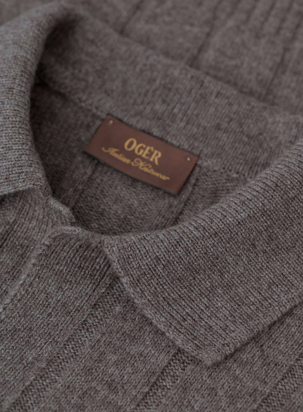 Buttonless polo van scheerwol en cashmere | FULL_WIDTH | TAUPE BRUIN