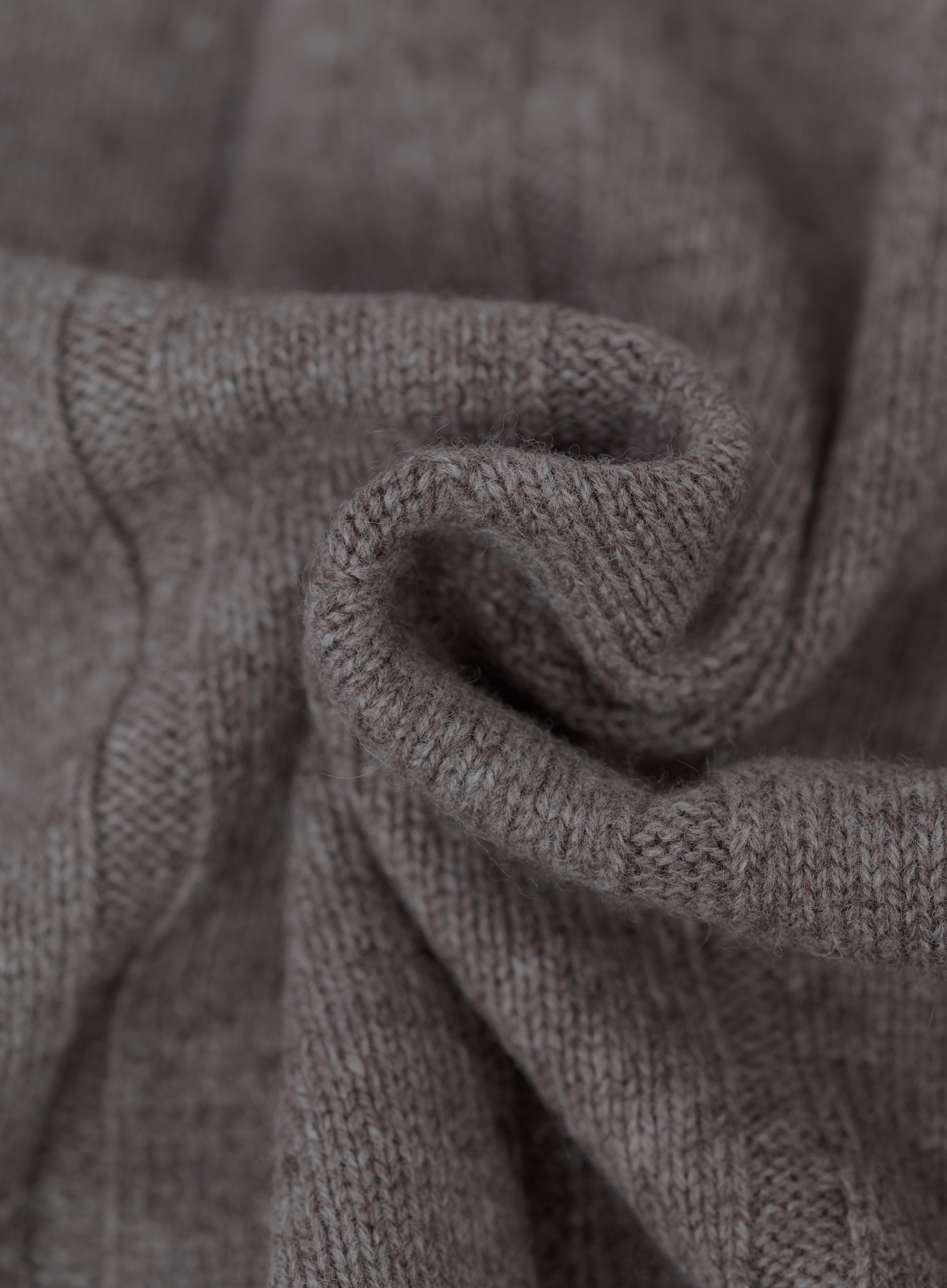 Buttonless polo van scheerwol en cashmere | FULL_WIDTH | TAUPE BRUIN