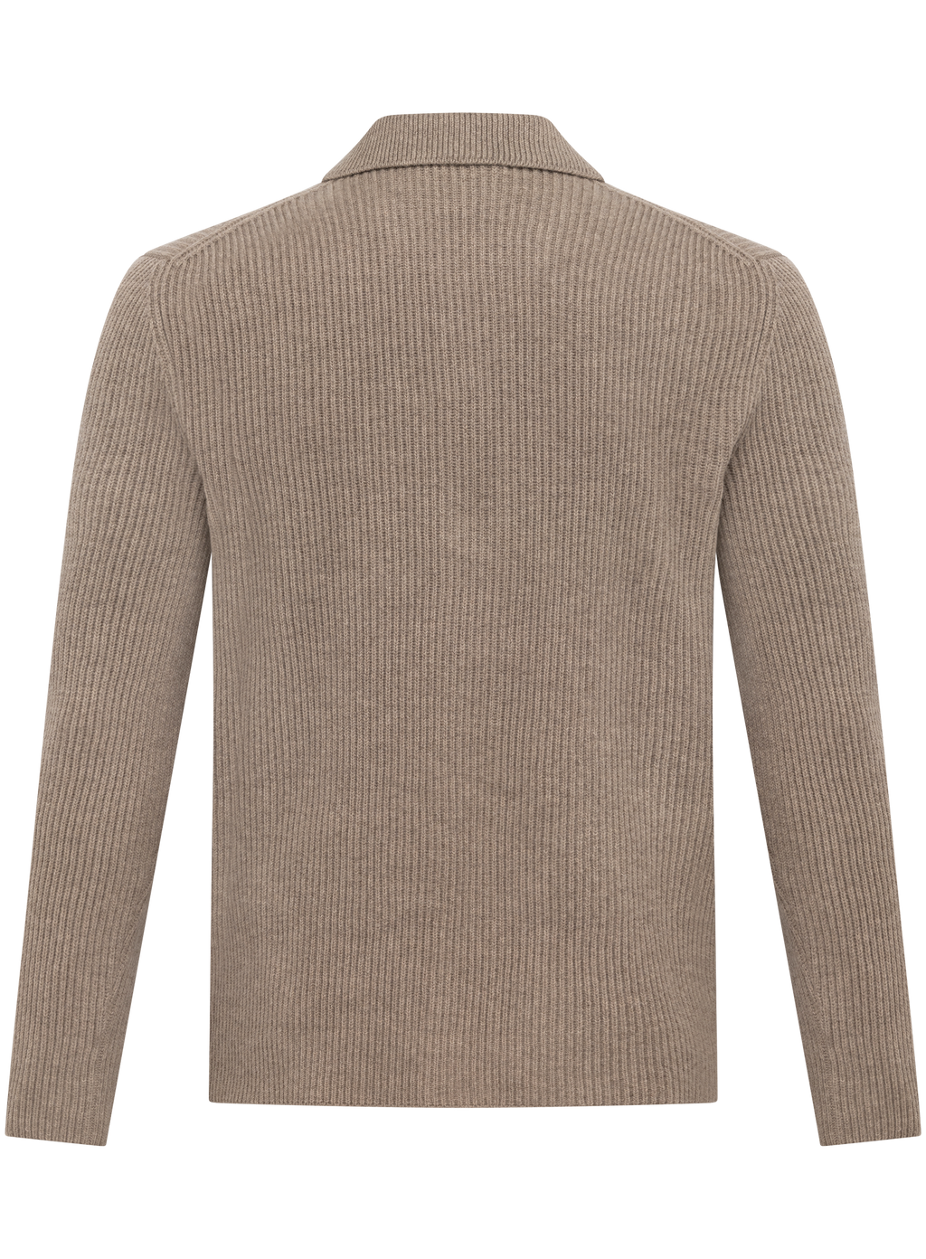 Gebreid knoopvest met polokraag van scheerwol en cashmere | Beige