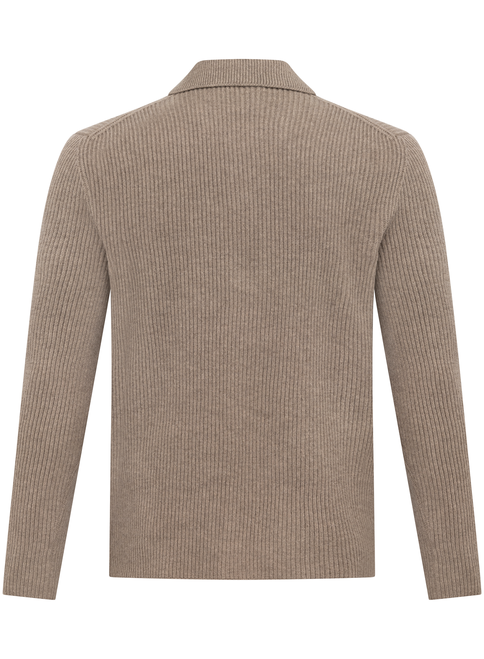 Gebreid knoopvest met polokraag van scheerwol en cashmere | Beige