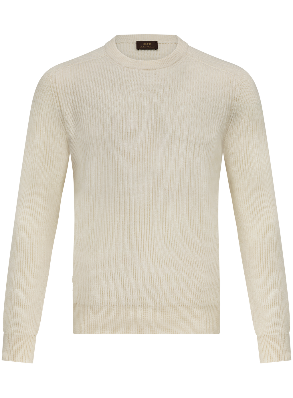 Ribgebreide crewneck van scheerwol en cashmere | Wit