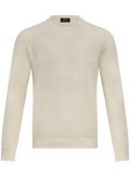 Ribgebreide crewneck van scheerwol en cashmere | Wit