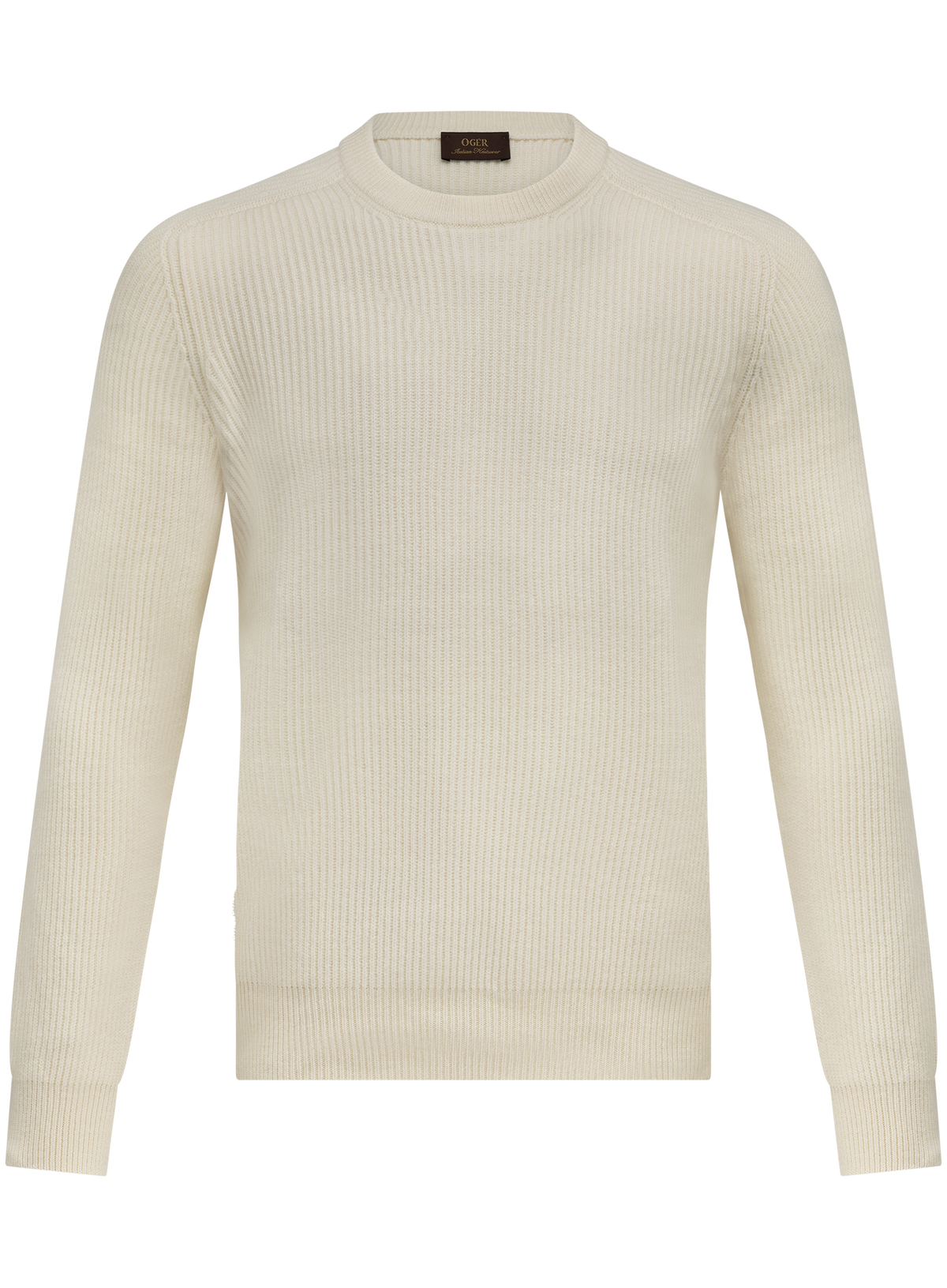 Ribgebreide crewneck van scheerwol en cashmere | Wit
