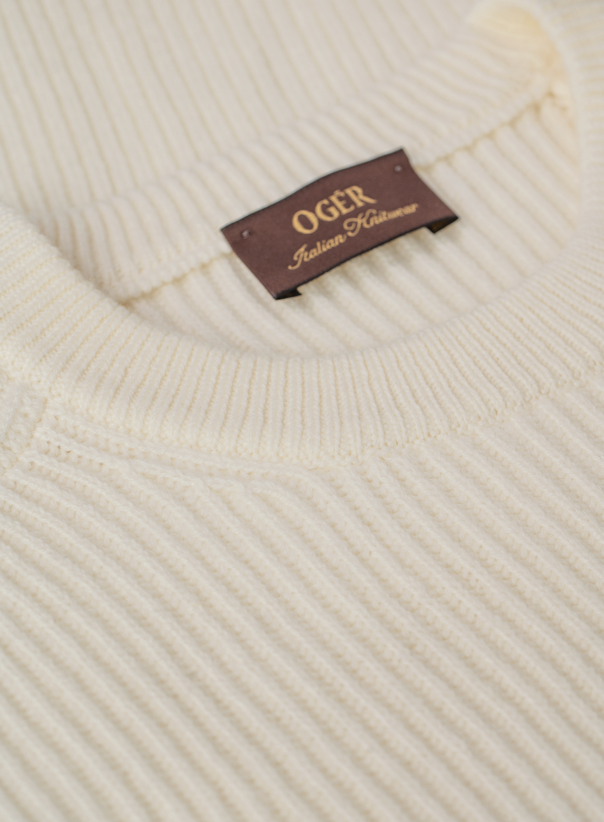 Ribgebreide crewneck van scheerwol en cashmere | FULL_WIDTH | Wit