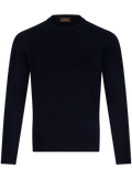 Ribgebreide crewneck van scheerwol en cashmere | BLUE NAVY