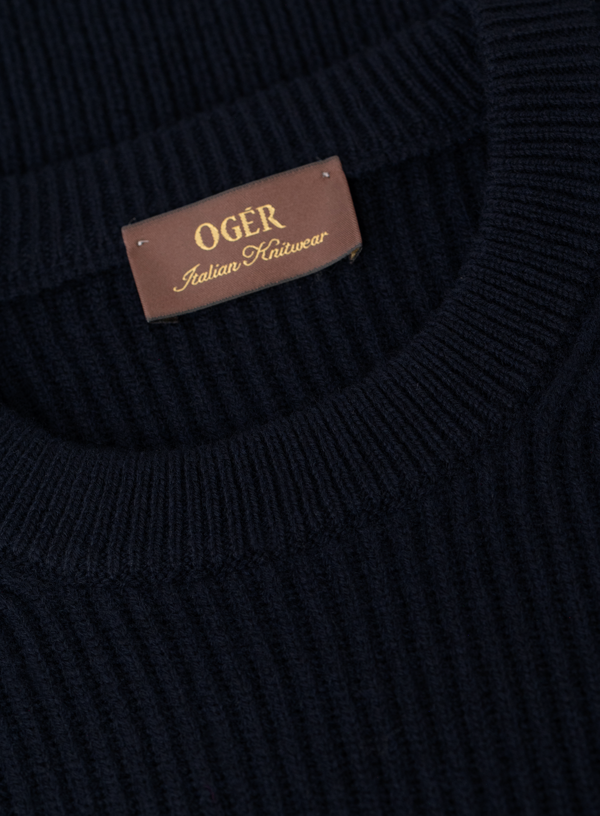 Ribgebreide crewneck van scheerwol en cashmere | FULL_WIDTH | BLUE NAVY