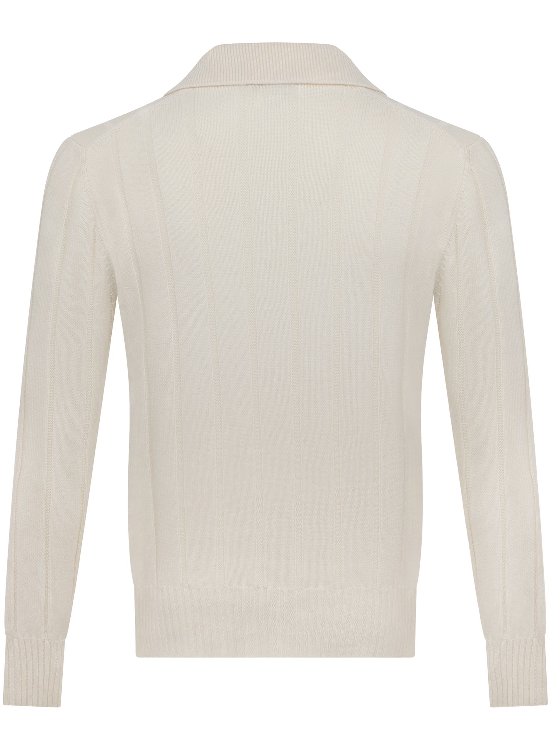 Buttonless polo van scheerwol en cashmere | Wit