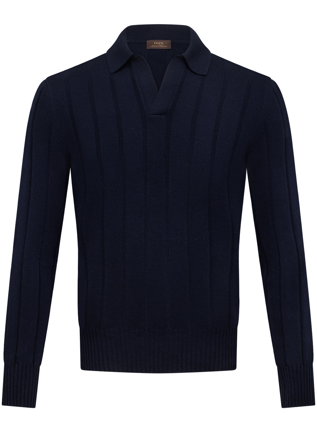 Buttonless polo van scheerwol en cashmere | BLUE NAVY
