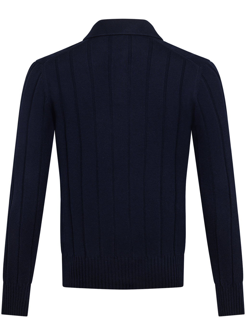 Buttonless polo van scheerwol en cashmere | BLUE NAVY