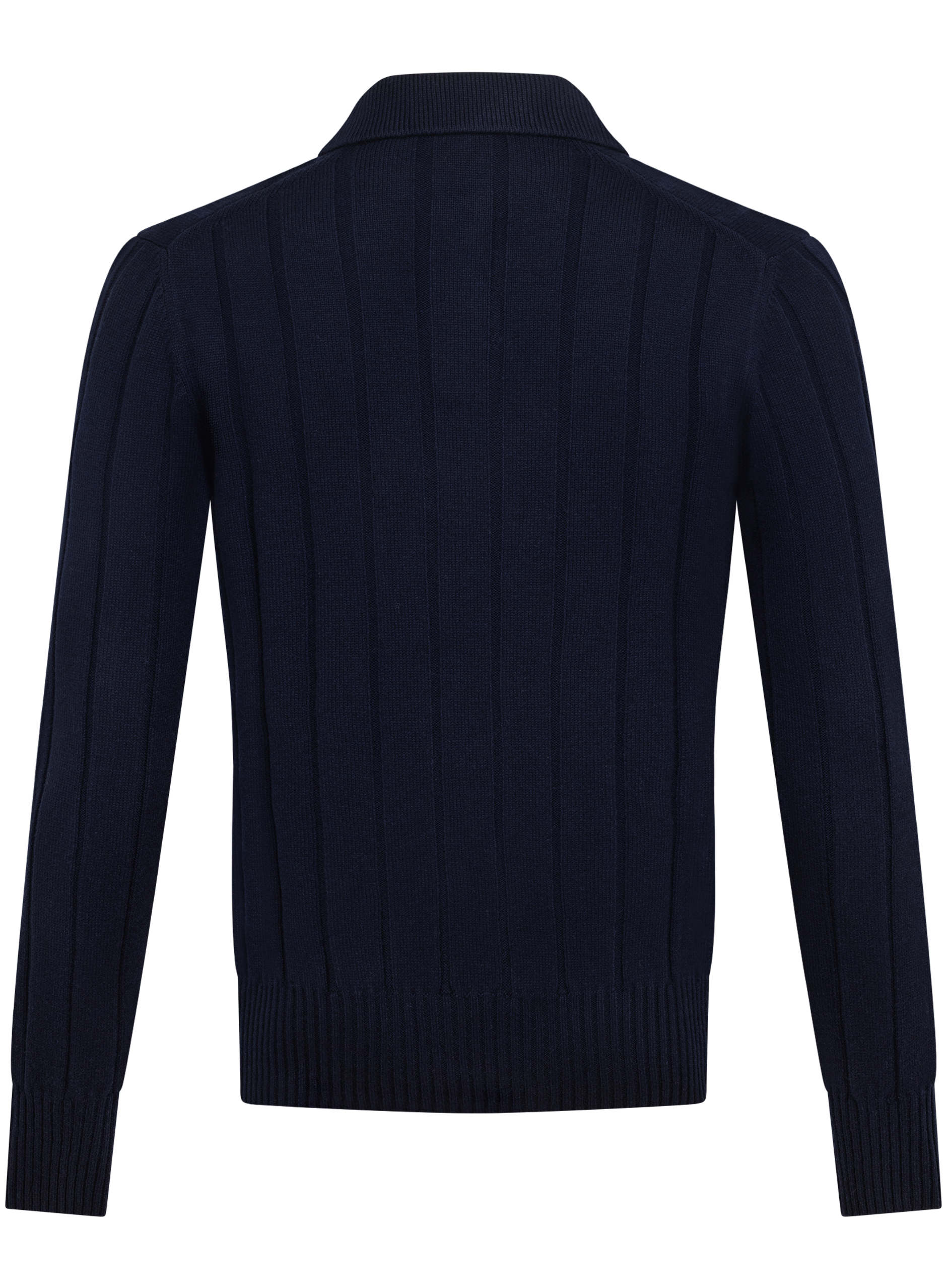 Buttonless polo van scheerwol en cashmere | BLUE NAVY