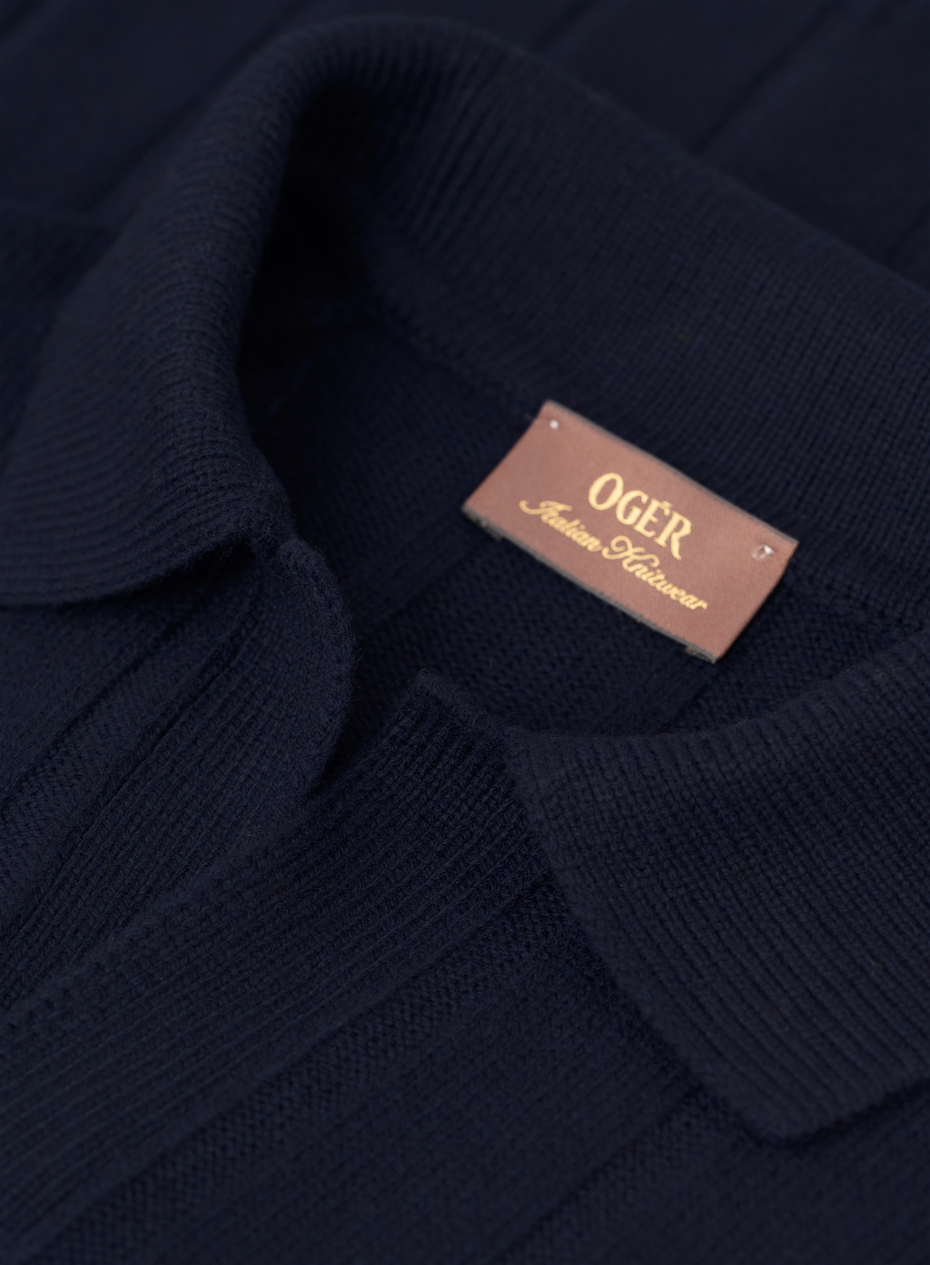 Buttonless polo van scheerwol en cashmere | FULL_WIDTH | BLUE NAVY