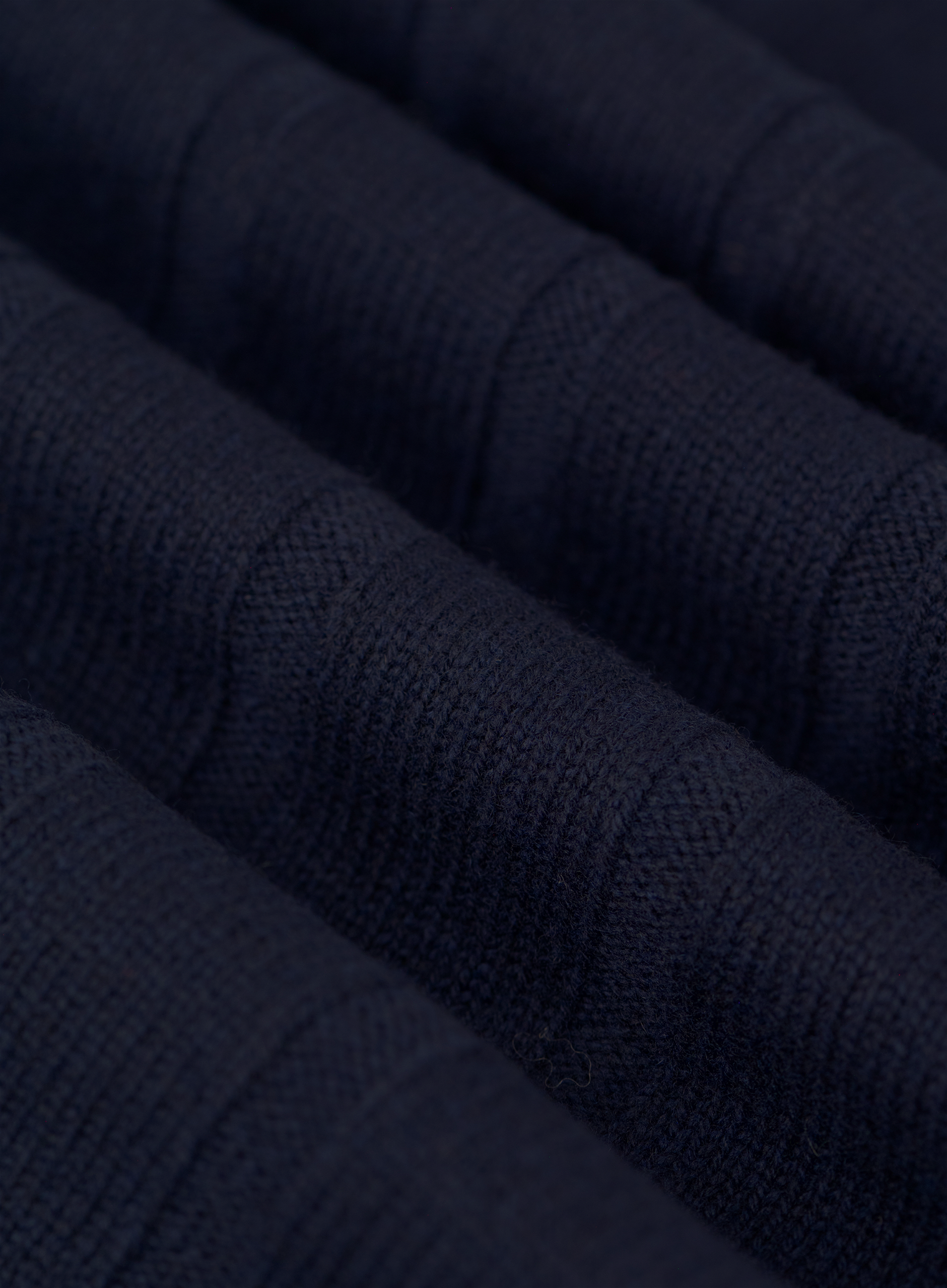 Buttonless polo van scheerwol en cashmere | FULL_WIDTH | BLUE NAVY