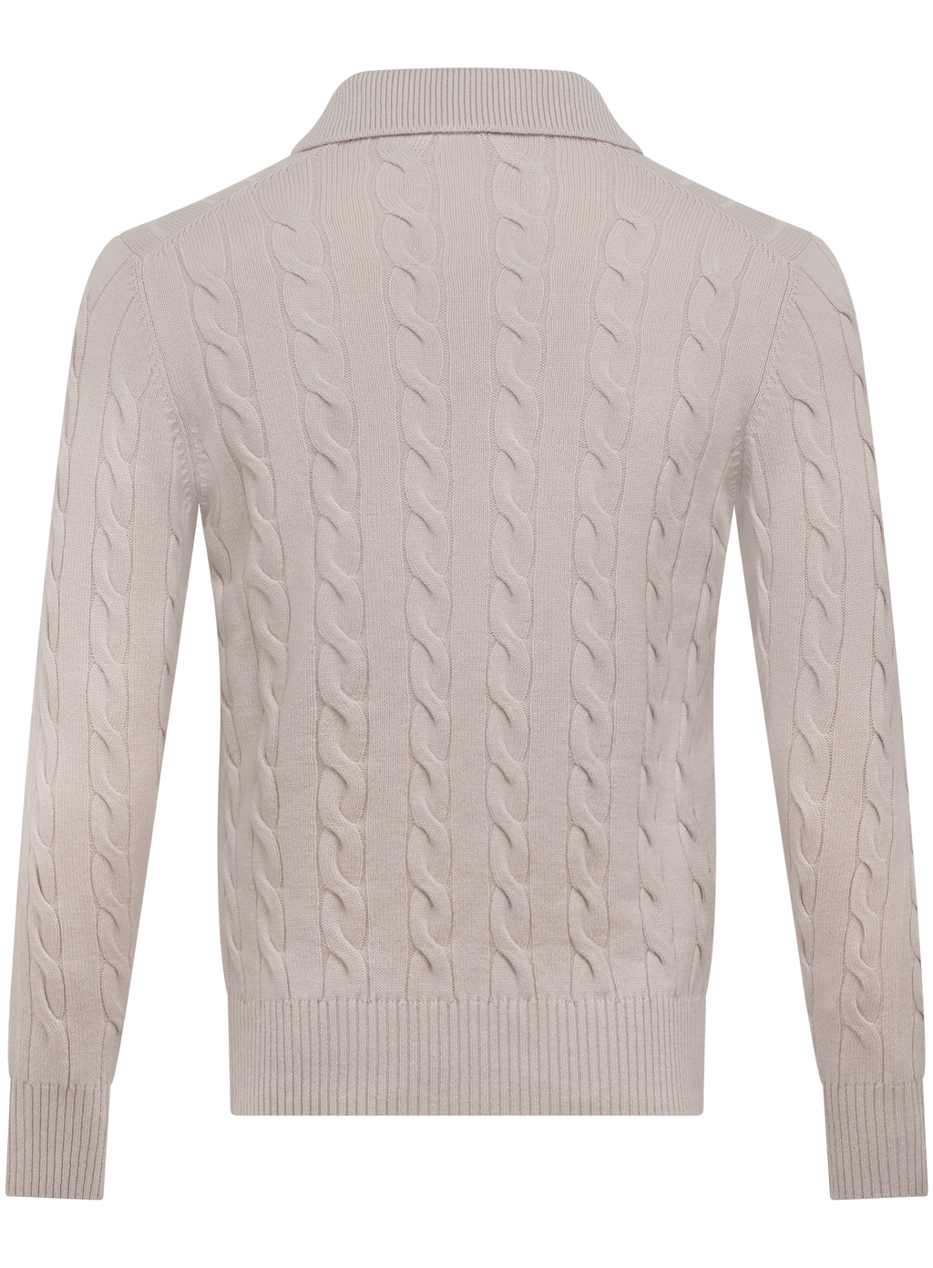 Kabelgebreide polo van scheerwol en cashmere | Beige