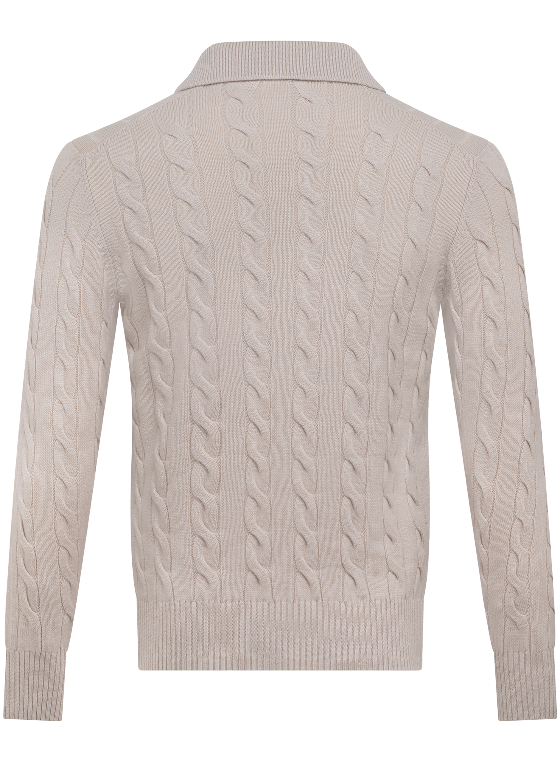 Kabelgebreide polo van scheerwol en cashmere | Beige