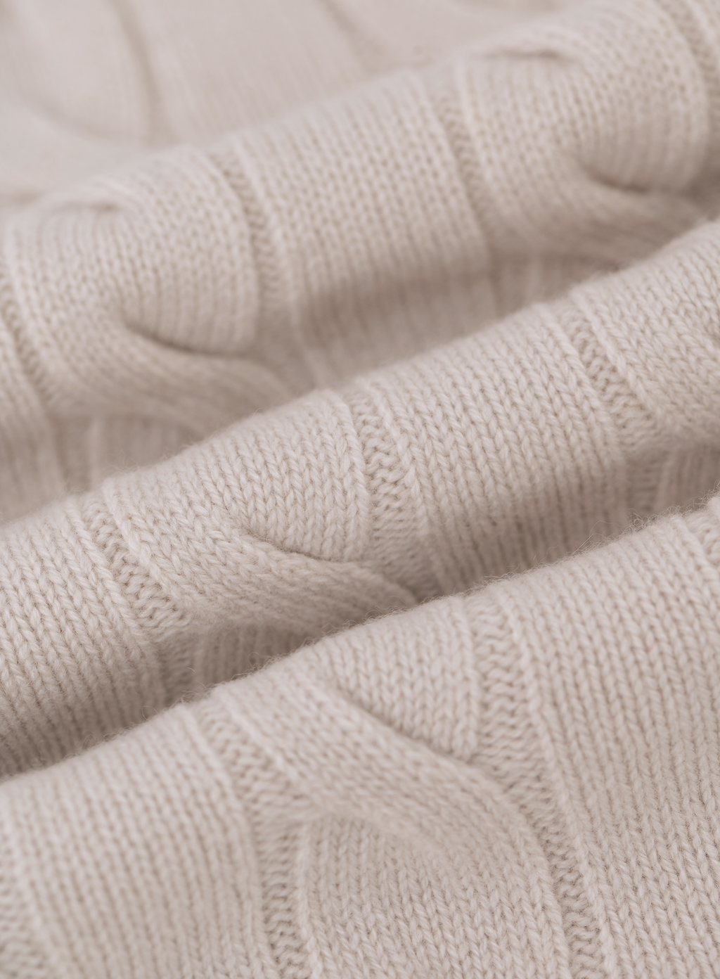 Kabelgebreide polo van scheerwol en cashmere | FULL_WIDTH | Beige
