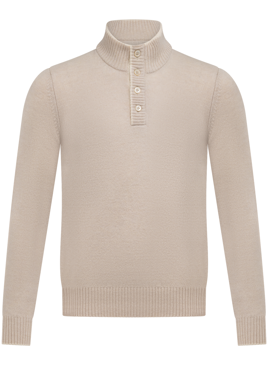 Trui met knoopsluiting in wol | LBEIGE