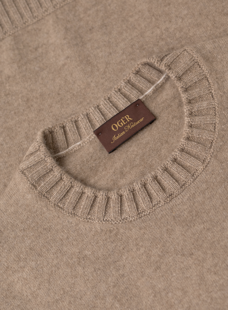 Ronde hals trui van cashmere | FULL_WIDTH | Beige-Bruin
