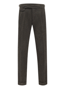 Bandplooi pantalon in wol | Groen