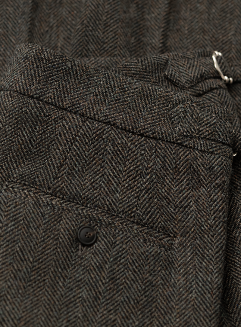 Bandplooi pantalon in wol | FULL_WIDTH | Groen