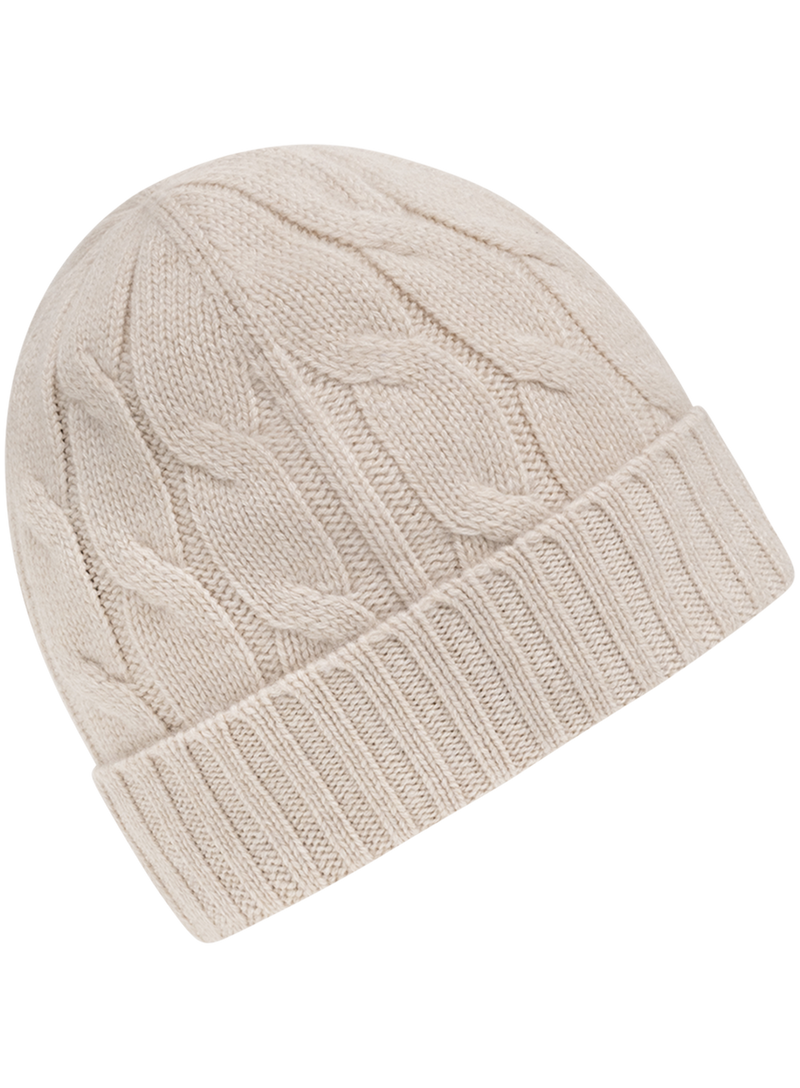 Kabelgebreide muts van cashmere