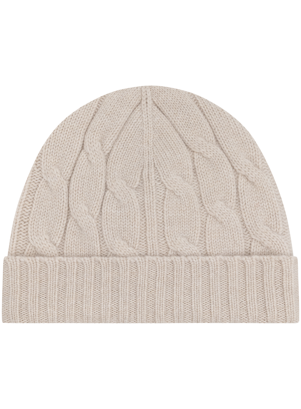 Kabelgebreide muts van cashmere | Beige