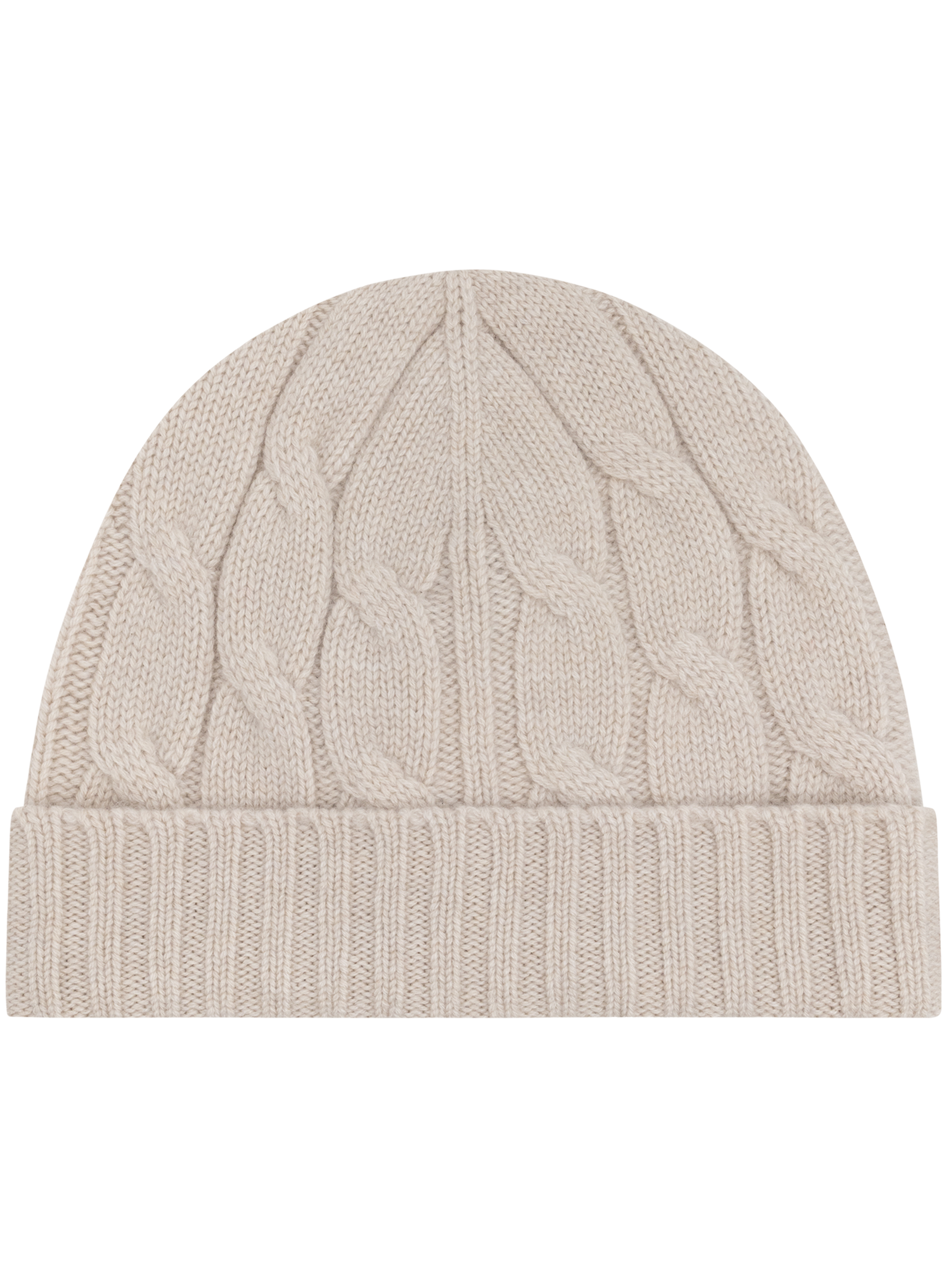 Kabelgebreide muts van cashmere | Beige