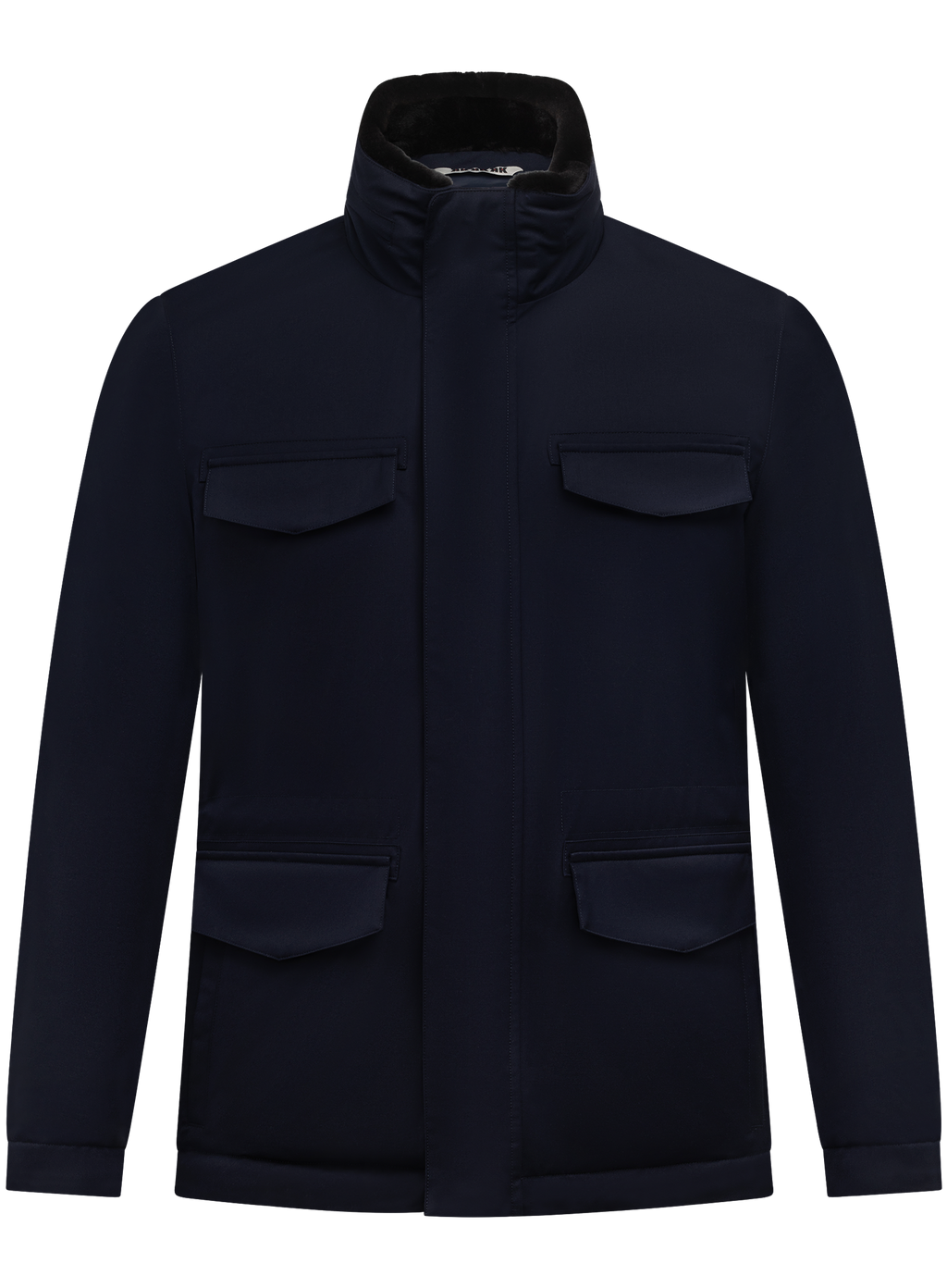 Field jacket met bontgevoerde opstaande kraag | BLUE NAVY
