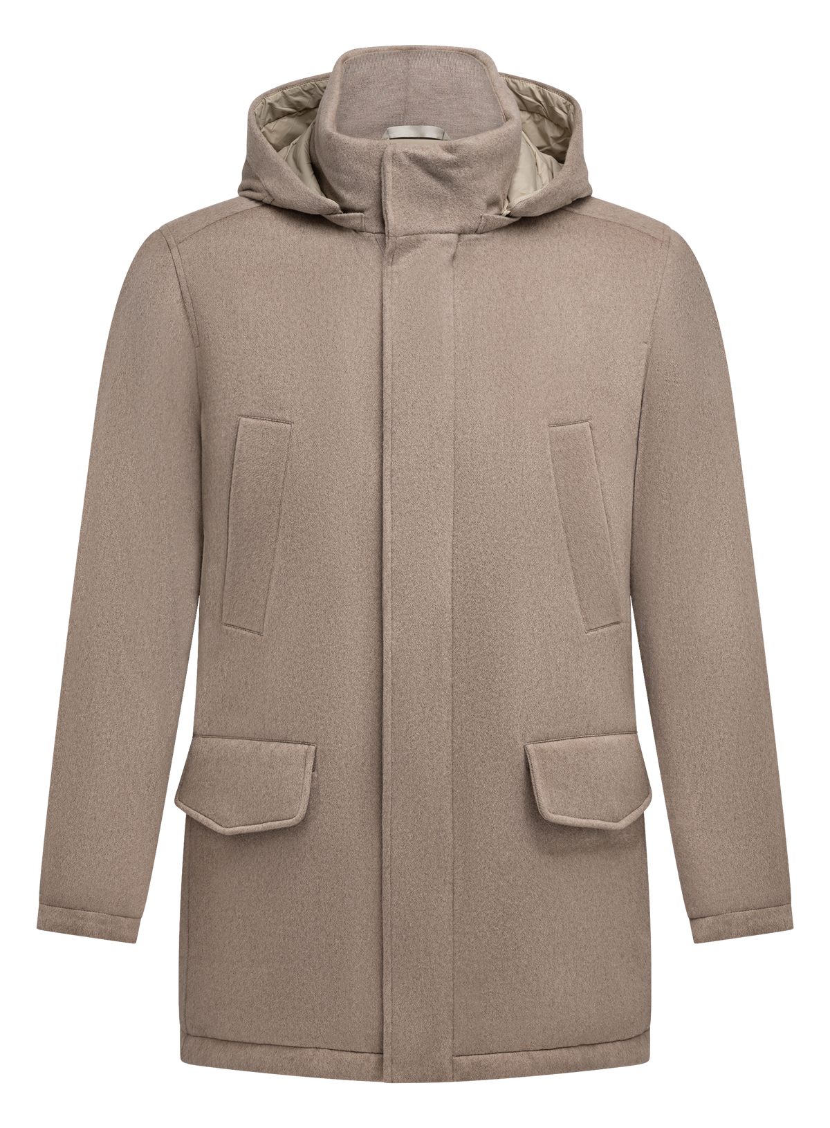Jas van cashmere met capuchon | Beige