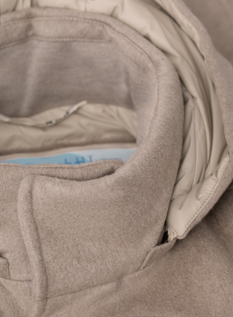 Jas van cashmere met capuchon | FULL_WIDTH | Beige