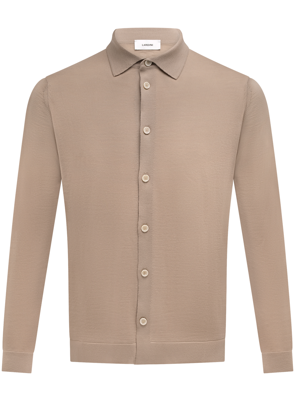 Fijngebreid knoopvest van scheerwol | Beige