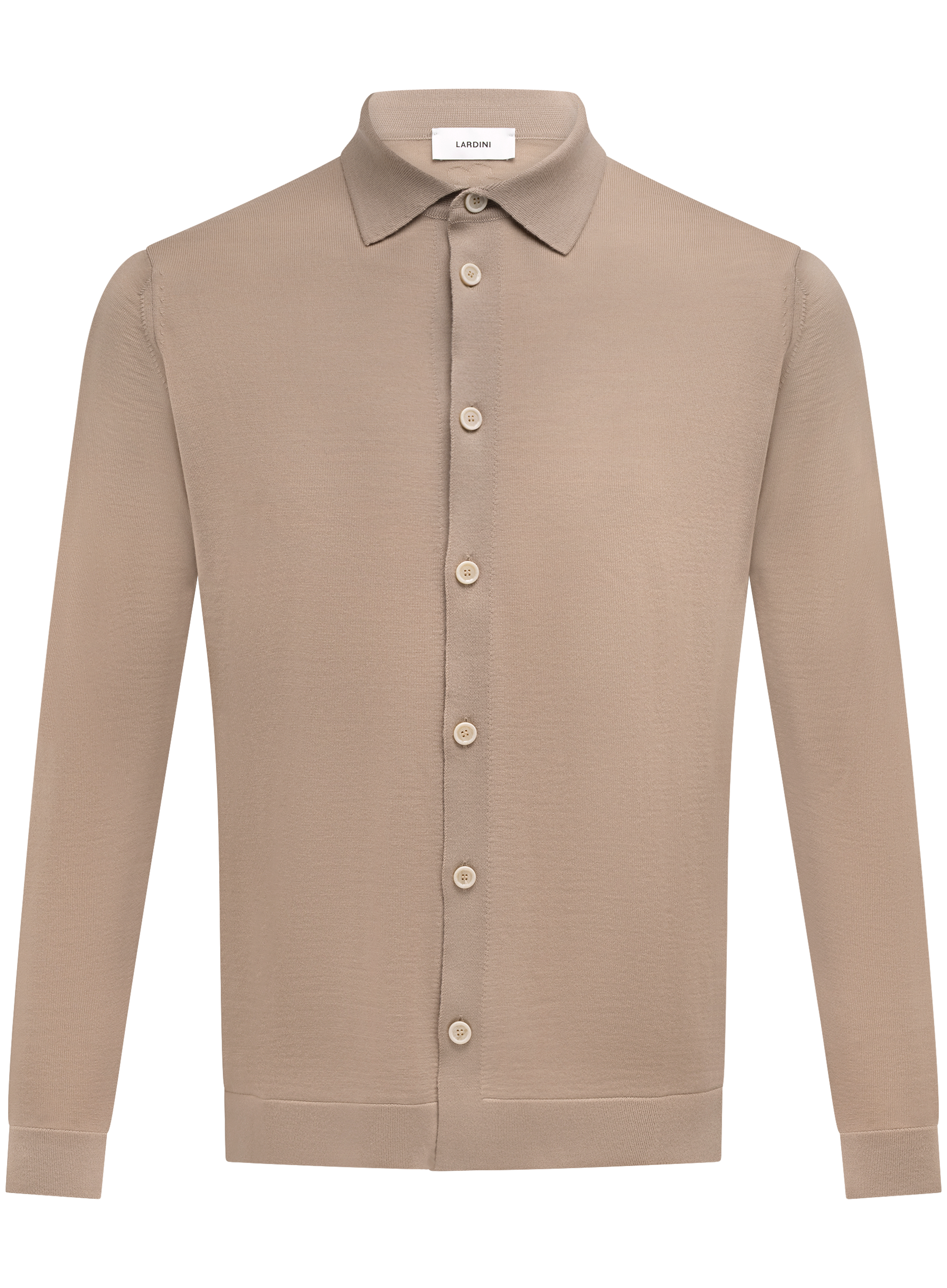 Fijngebreid knoopvest van scheerwol | Beige