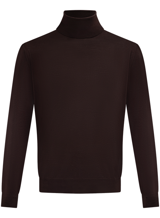 Feingestrickter Rollkragenpullover aus Schurwolle