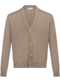 Knoopvest van scheerwol | Beige