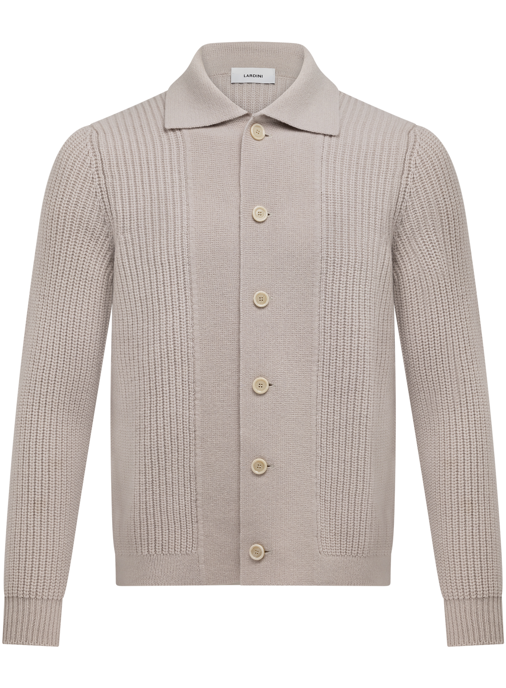 Knoopvest van wol en cashmere met polokraag | Beige