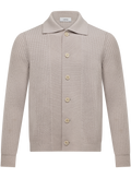 Knoopvest van wol en cashmere met polokraag | Beige