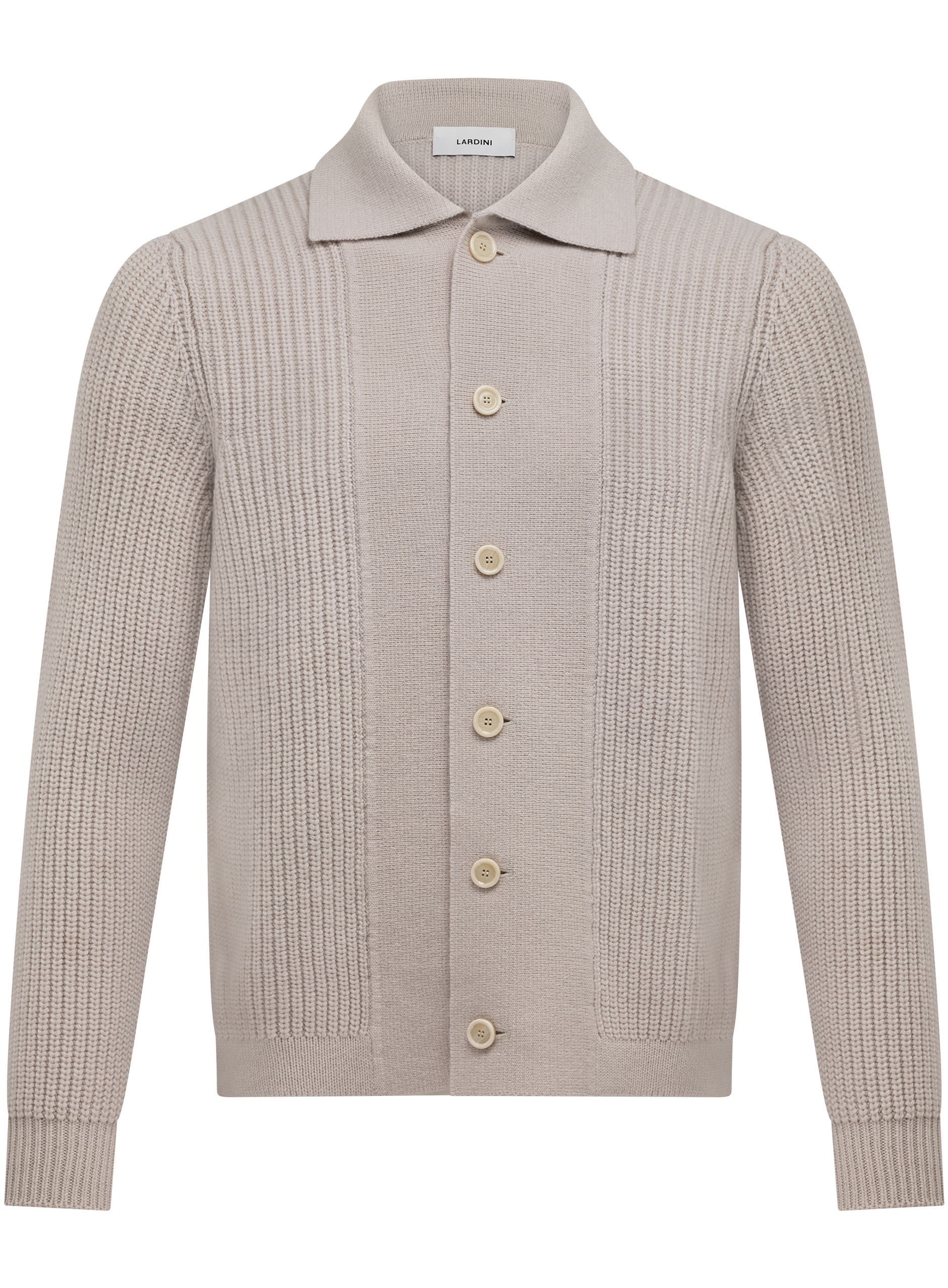 Knoopvest van wol en cashmere met polokraag | Beige