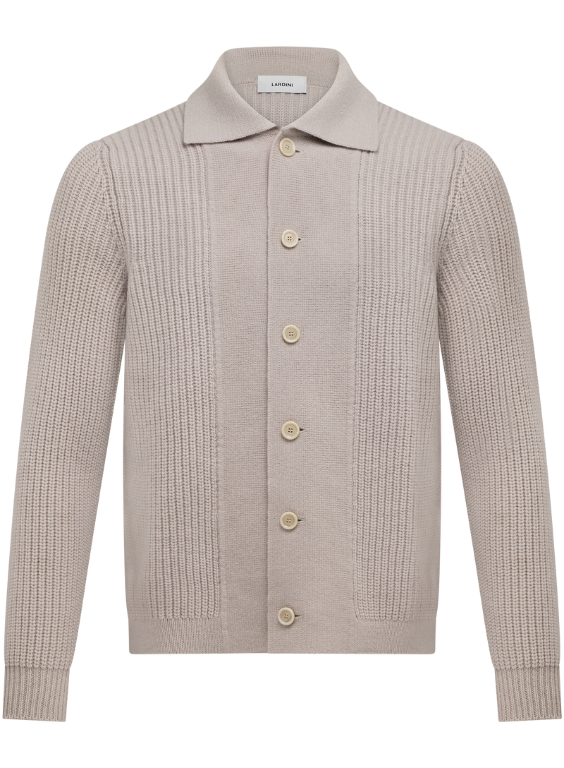 Knoopvest van wol en cashmere met polokraag
