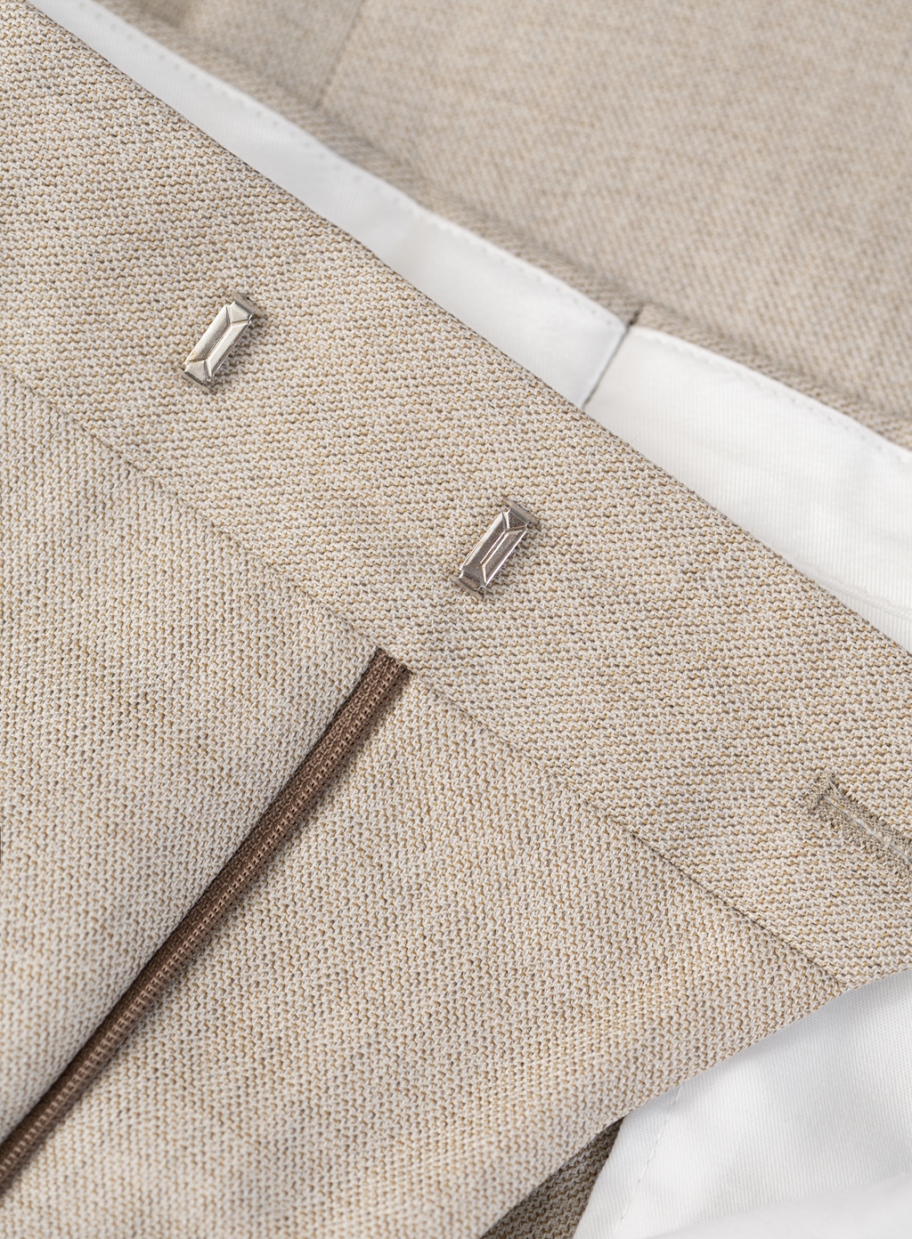 Bandplooi pantalon in wol | FULL_WIDTH | Beige
