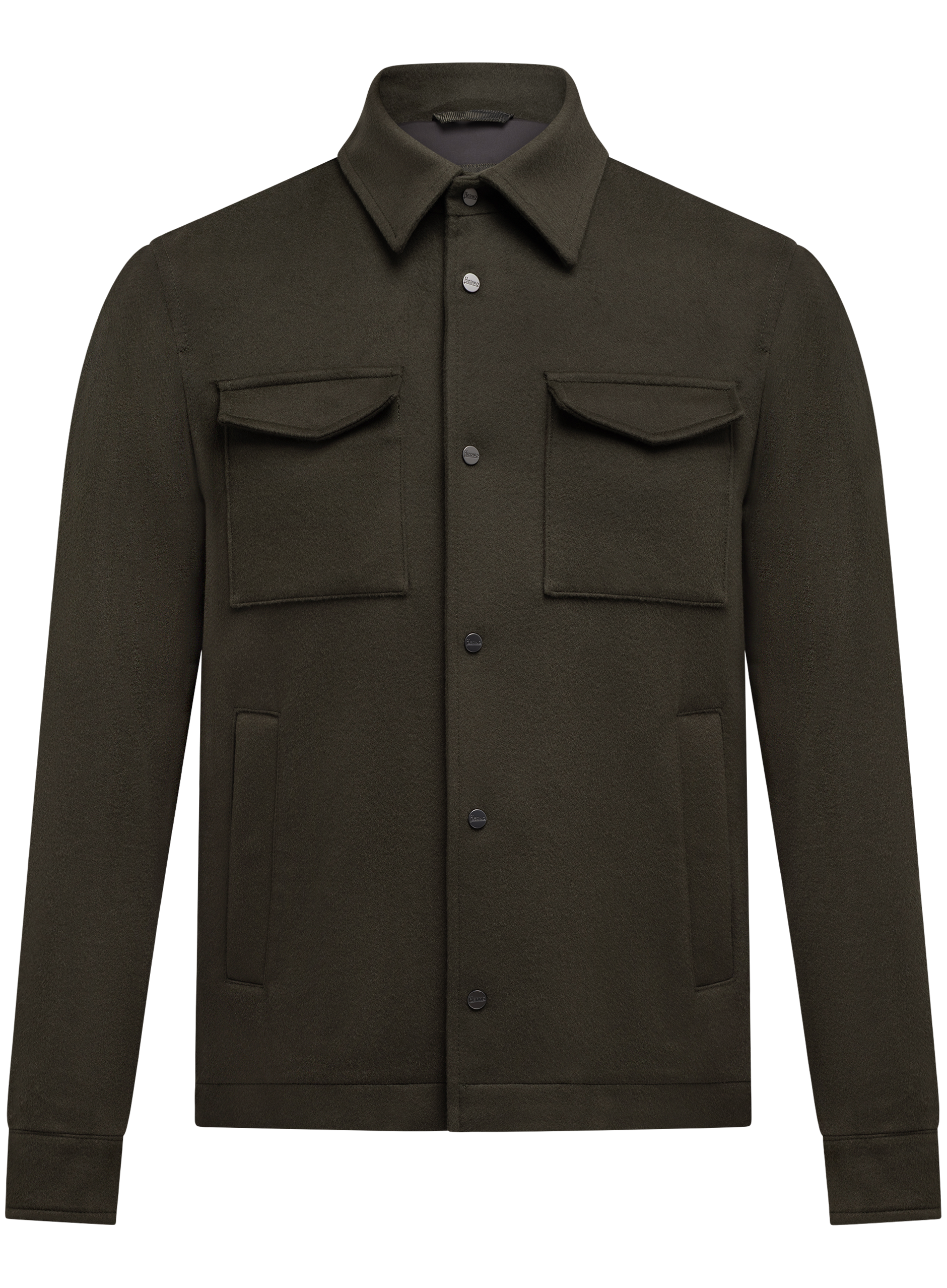 Overshirt van scheerwol en cashmere | Groen