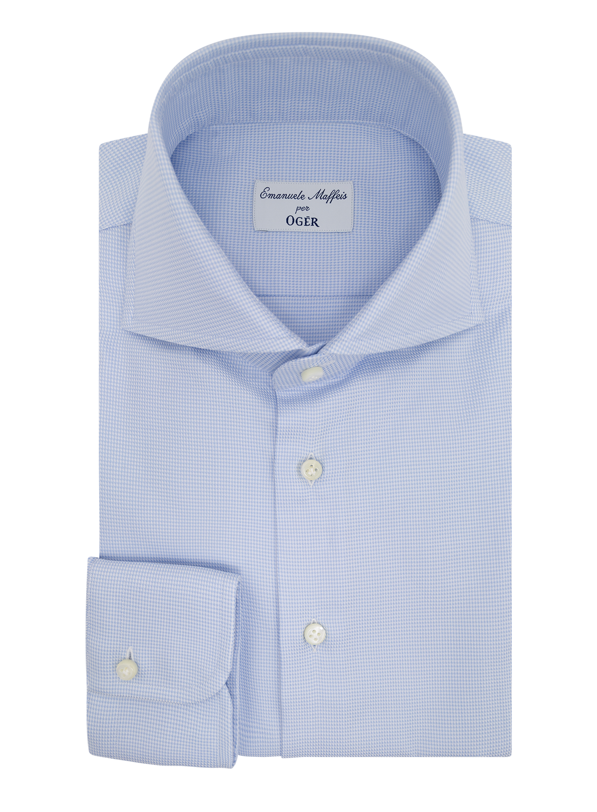 Micro pied-de-poule shirt van katoen | L.Blauw