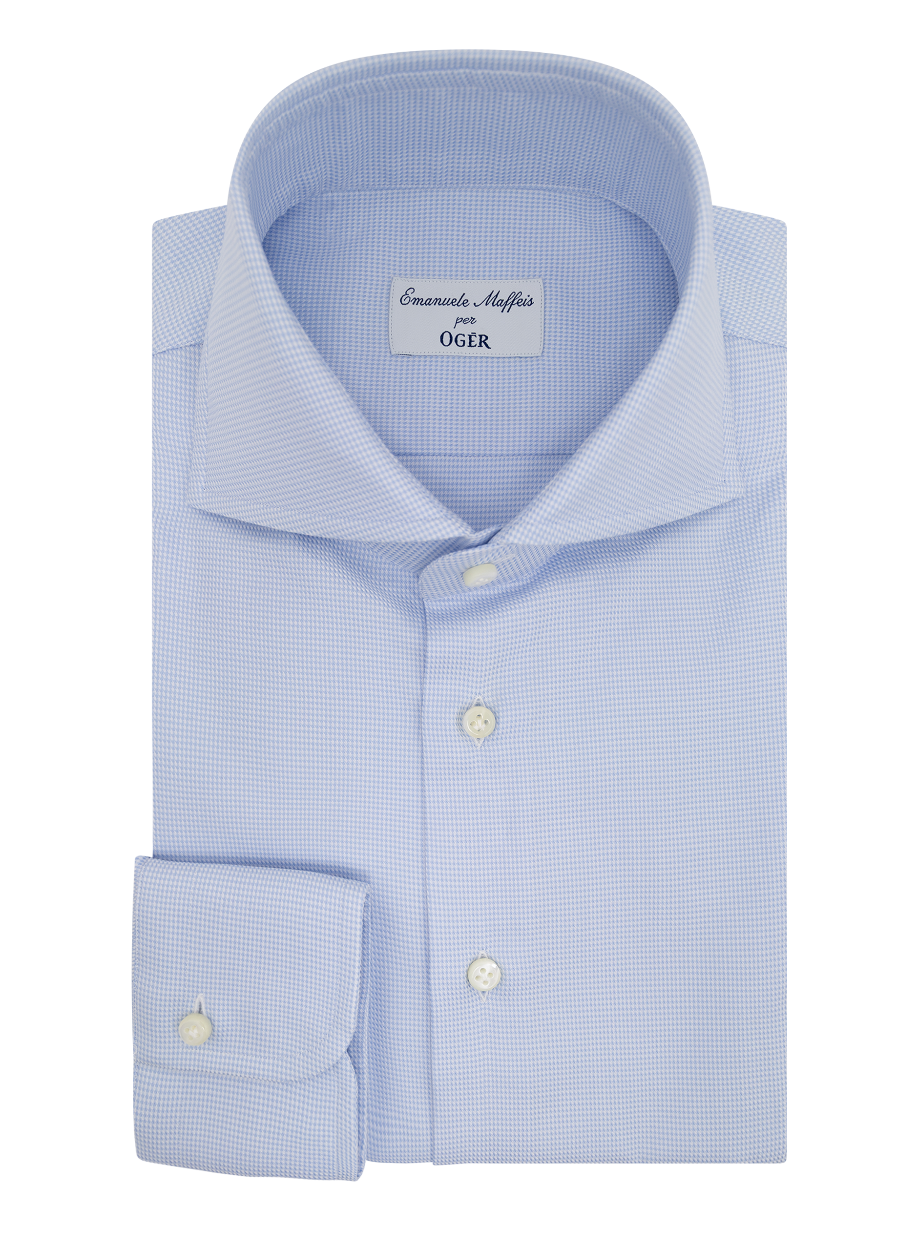 Micro pied-de-poule shirt van katoen | L.Blauw