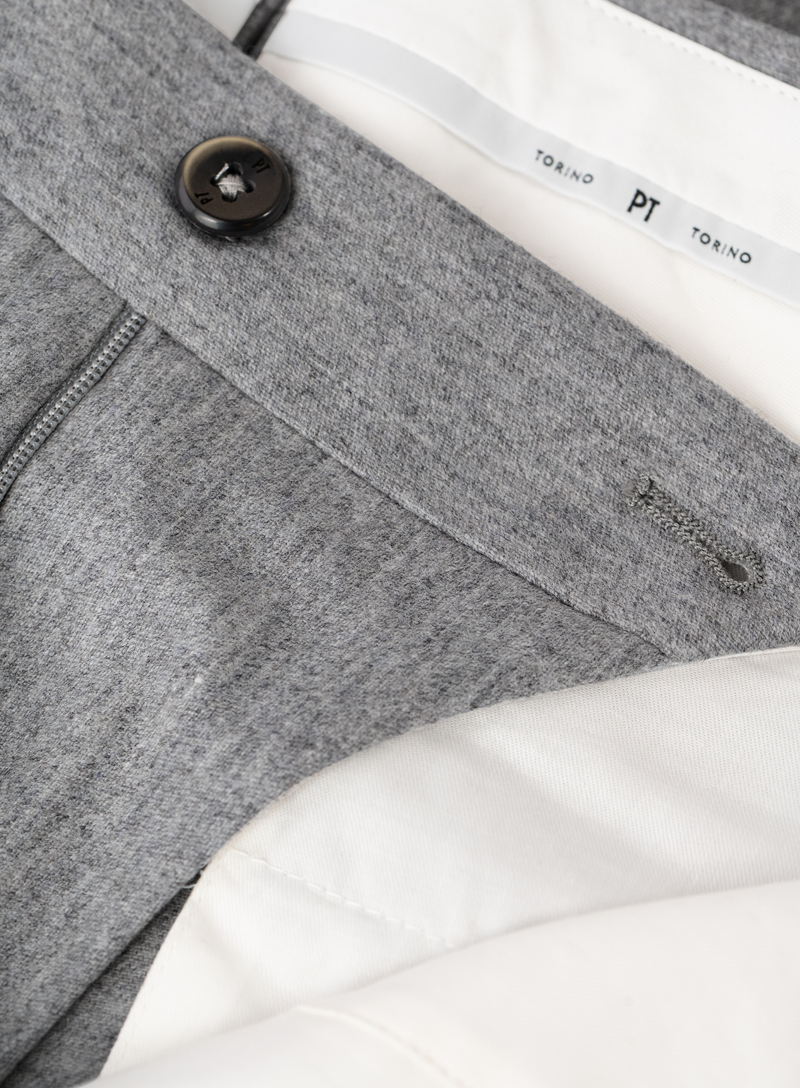 Pantalon met zijspanners van scheerwol en cashmere