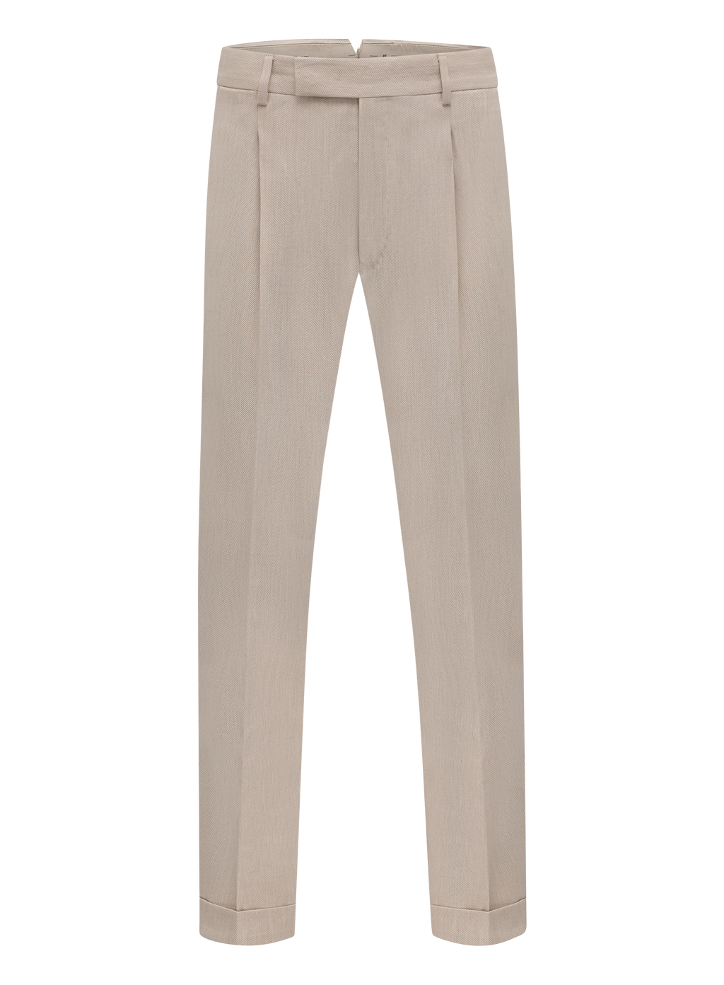 Bandplooi pantalon van katoen en scheerwol | Beige
