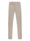 Bandplooi pantalon van katoen en scheerwol | Beige