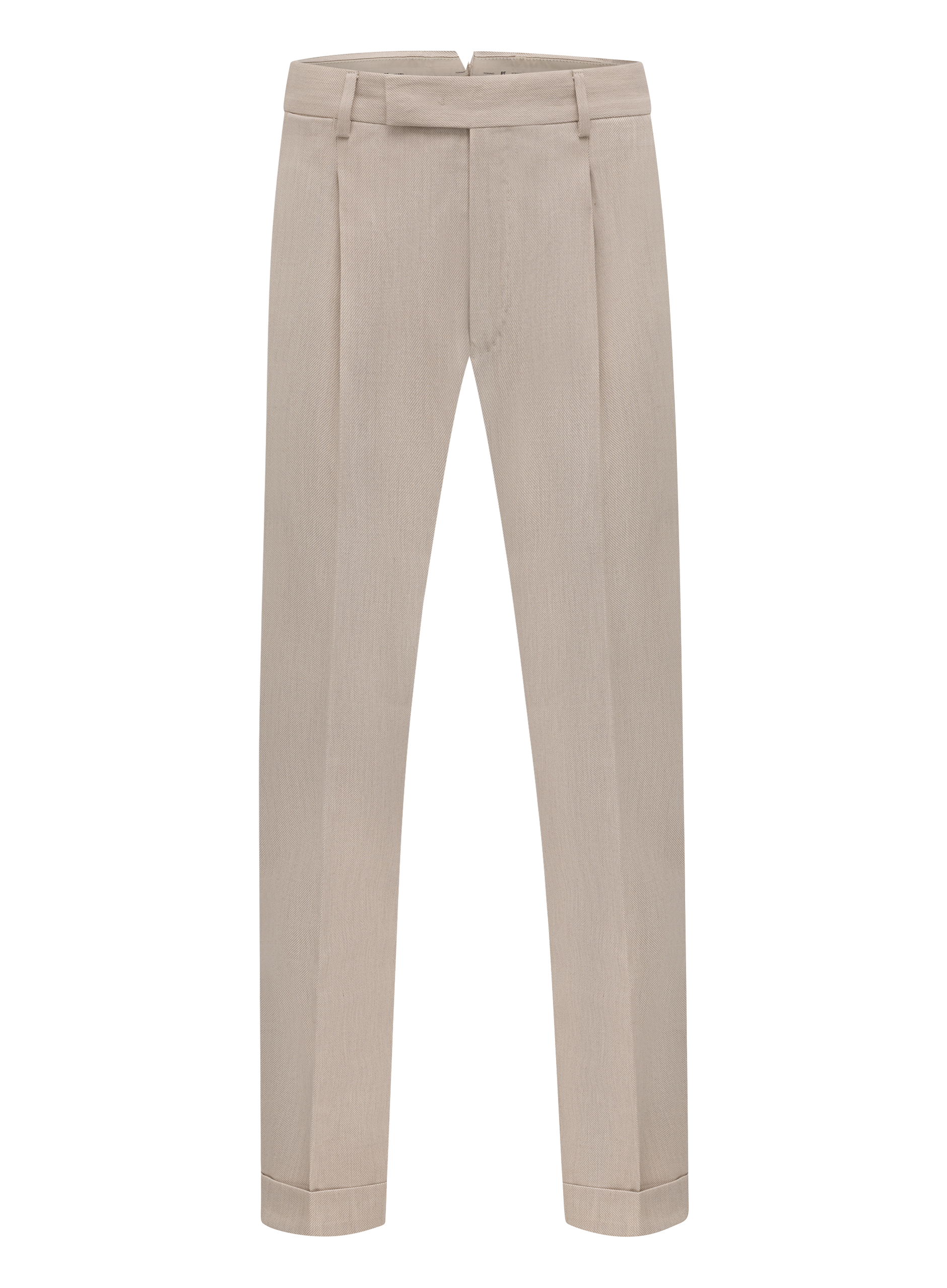 Bandplooi pantalon van katoen en scheerwol | Beige